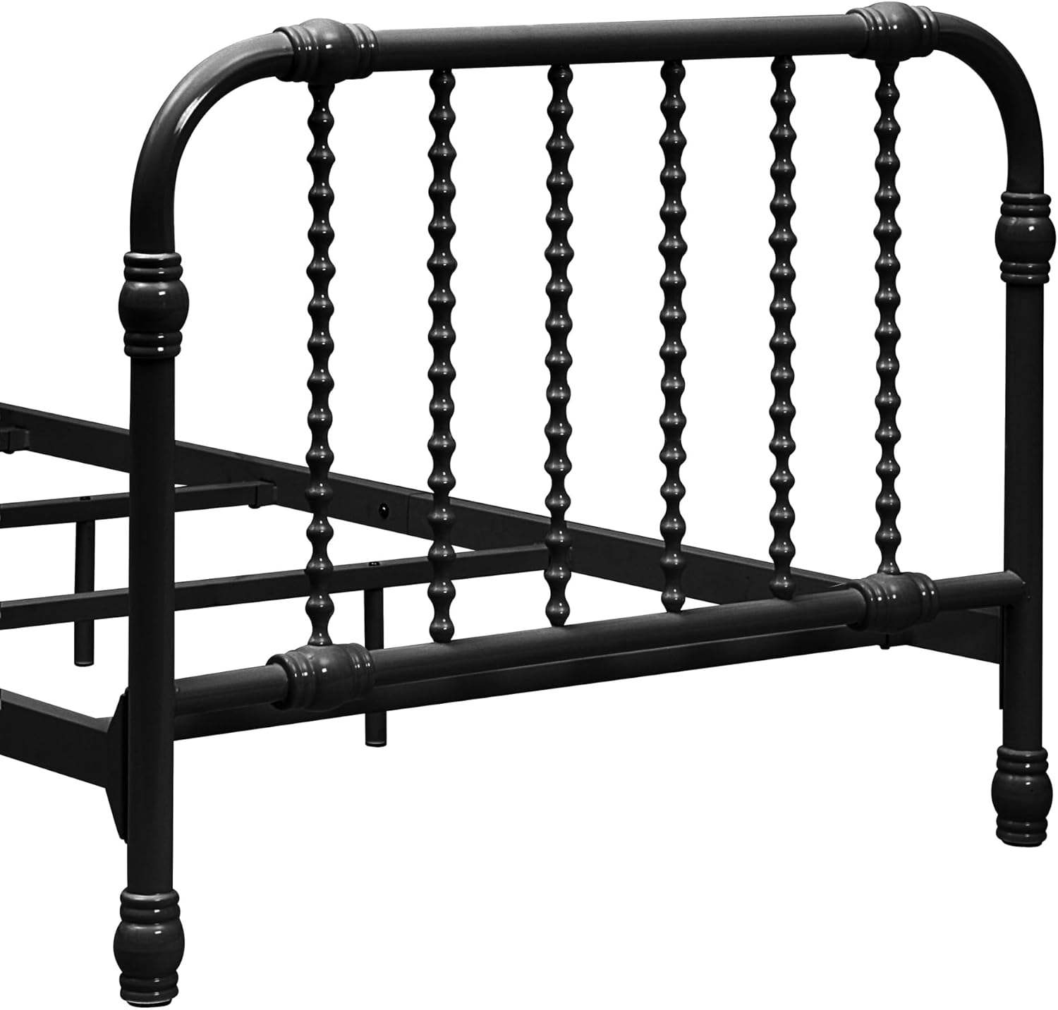 Furniture of America Wren Modern Metal Twin Size Bed Frame with Spindles and Rounded Edges, Sturdy Bedframe for Bedroom, Guest Room, Box Spring Required, Black