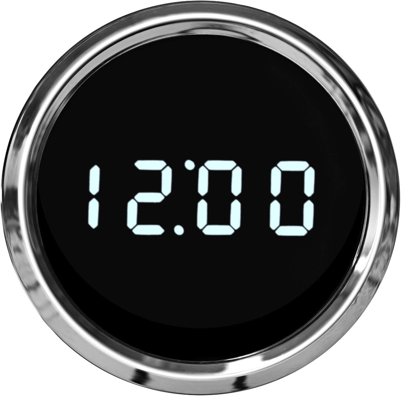 Digital LED Clock Gauge White / Chrome Bezel Intellitronix MS8009-W Made in USA