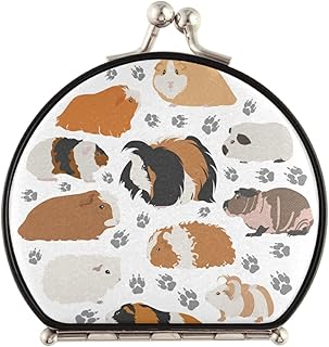 Guinea Pig Breeds Pet Rodents Isolated on White Compact Makeup Mirror, Twin-Sided Cosmetic Mirror with 2 x 1x Magnification, Buckle Folding Mini Pocket Portable Hand Mirror