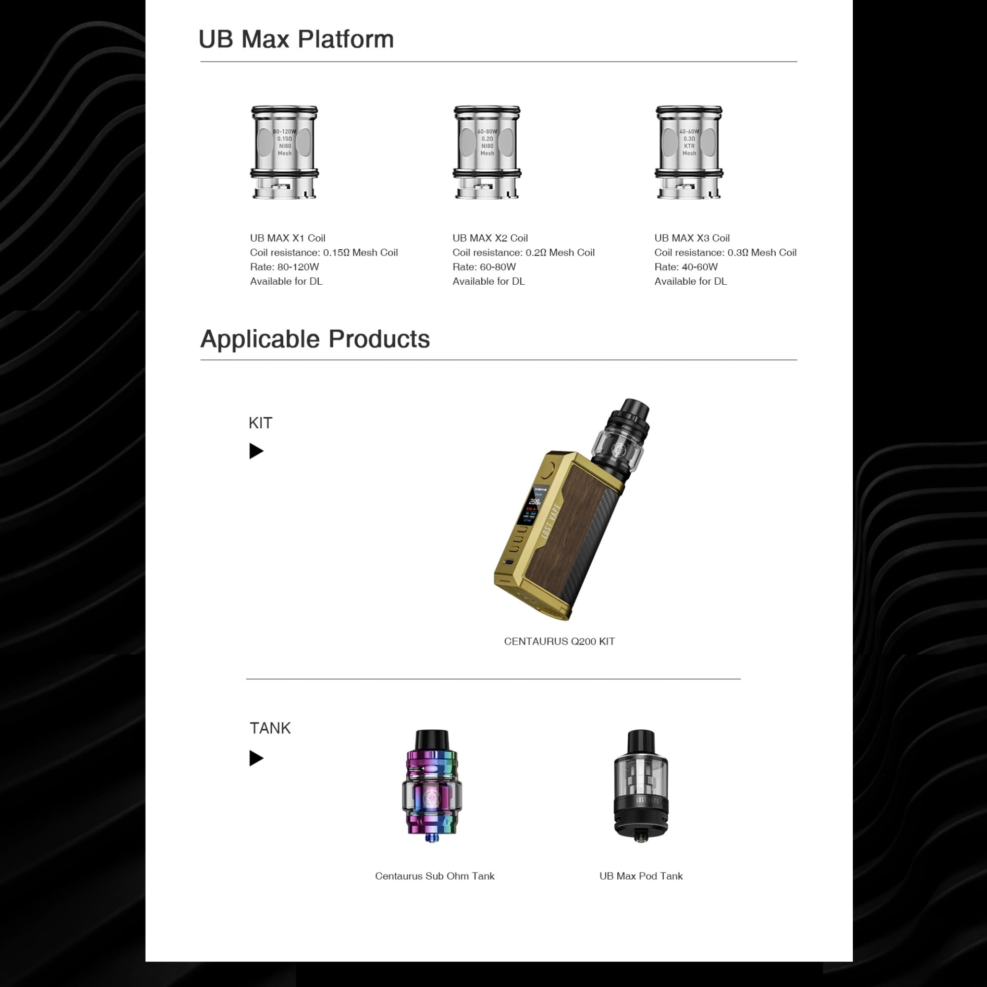 Lost Vape UB Max Coils - 3 Pack [0.2ohm 60-80W] Smooth DTL Vaping, for  Centaurus Sub Ohm Vape Tank and Centaurus Q200 Vape Kit - No Nicotine:  Amazon.co.uk: Electronics & Photo