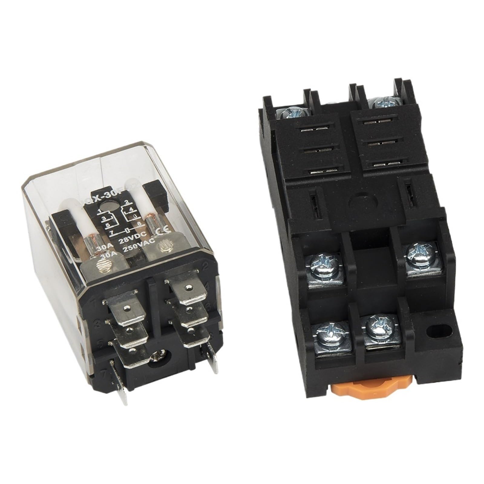 Relé electromagnético JQX-30F 30A con base de zócalo, relé de alta potencia JQX-30F-2Z CA 220 V 110 V 24 V 12 V(24VDC)