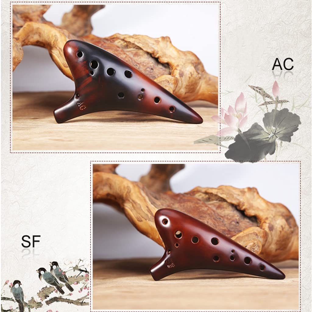 Instrument ocarina, Ocarina 12-otworowa AC SF SG SC Ceramic Flute Tile Xun Set z pudełkiem Brązowy Przezroczysty