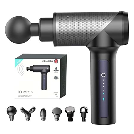 WellNEX Massage Gun for Muscles Deep Tissue,Percussion Massager and Muscle Massager Handheld, Back and Shoulder Massager,Quiet Glide Technology with 5 Adjustable Speeds (Mini S)