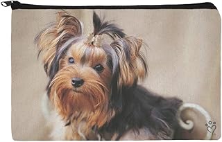 Yorkie Yorkshire Terrier Puppy Dog Satin and Bow Makeup Cosmetic Bag Organizer Pouch