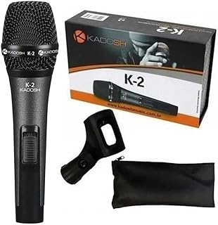 Kit Microfone Com Fio K2 Dinâmico Cardióde Bag e Cachimbo Profissional Kadosh
