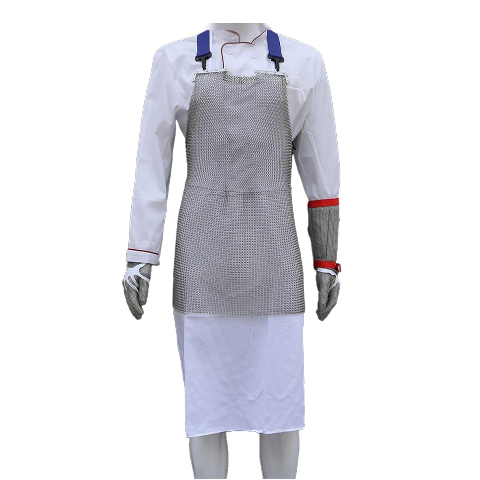 Kgfvesdc Silver Apron Stainless Steel Chainmail Cut Resistant Apron,316 Stainless Steel Labor Bib, Level 5 Protection,Chef Butcher Porter Carpenter Tailor Stab Resistant(W55/L70cm)