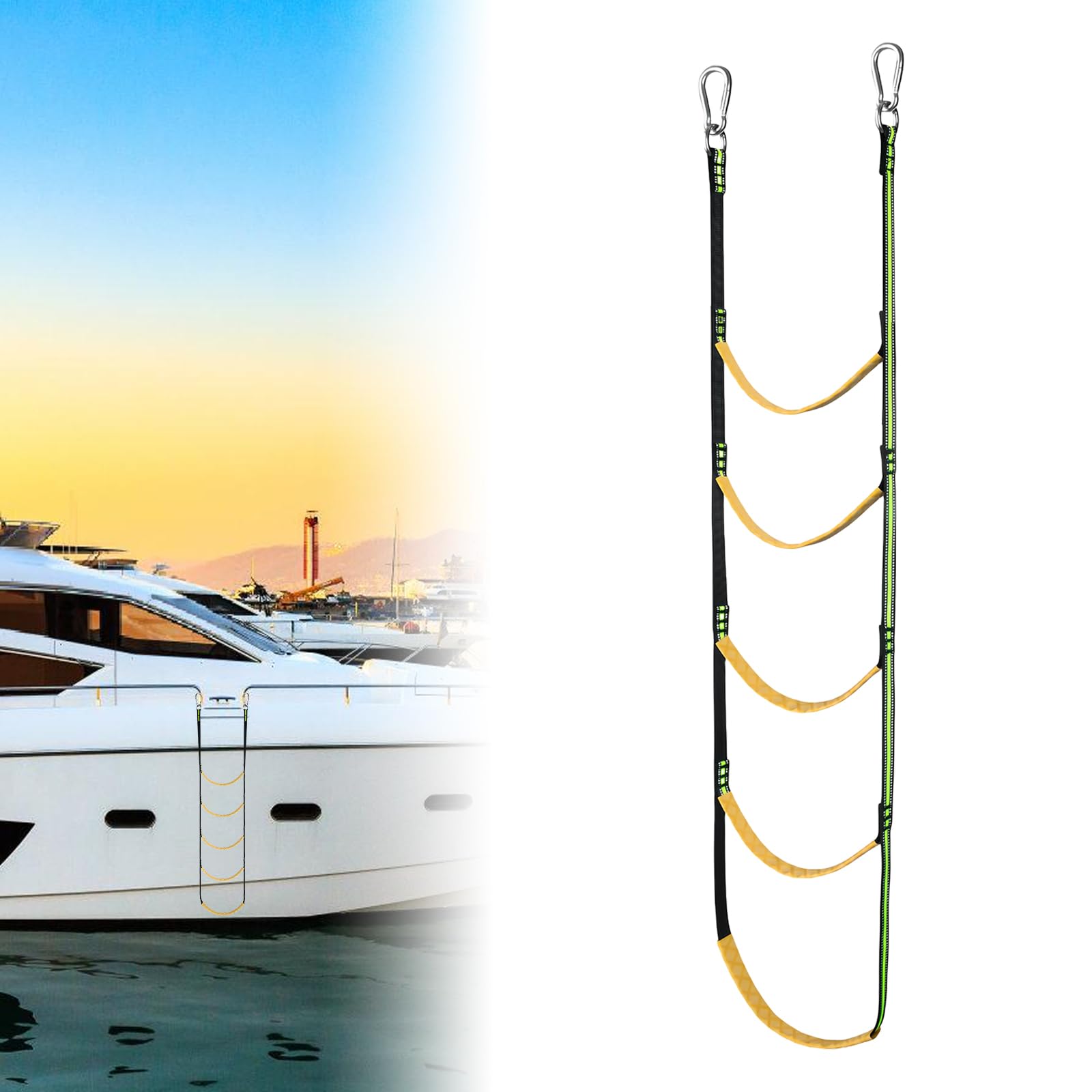 5 Steps Boat Ladder Marine Rope Ladder, Boat Rope Ladder, Step Rope Ladder for Boats, Foldable Boat Rope Ladder, Bathing Ladder Boat Removable for Sailing Boats, Inflatable Boats, Kayaks, Canoeing