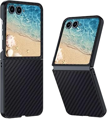 for Moto Razr Plus 2024 Case Slim Carbon Fiber Classic Design Thin Fit Hybrid Shockproof Protective Cover Phone Case for Motorola Razr+ 5G 2024 Black