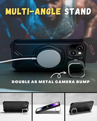 Miniatura 4 de CaseBorne Funda protectora compatible con iPhone 15, compatible con MagSafe, delgada pero resistente, con protector de pantalla de vidrio templado,