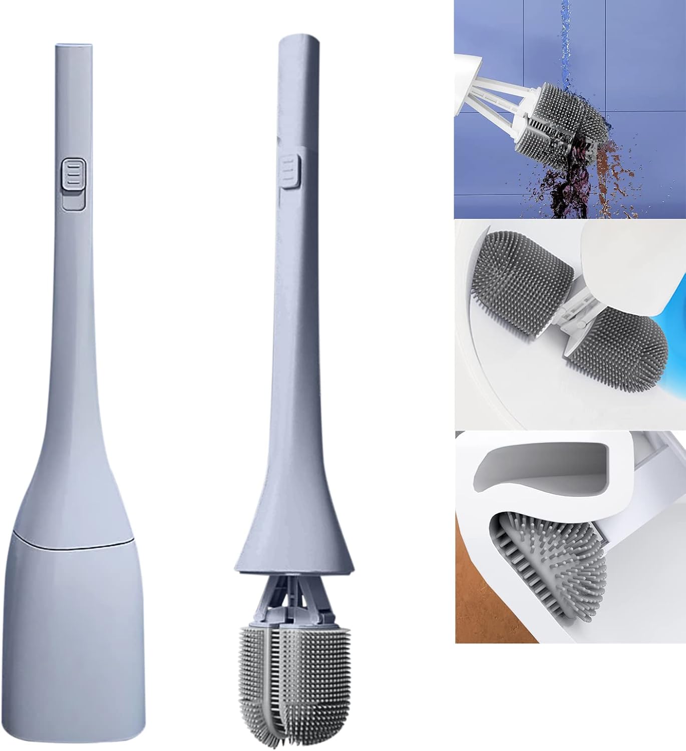 Deep Cleaning Toilet Brush Set,No Dead Corner Silicone Toilet Bowl Brush and Holder
