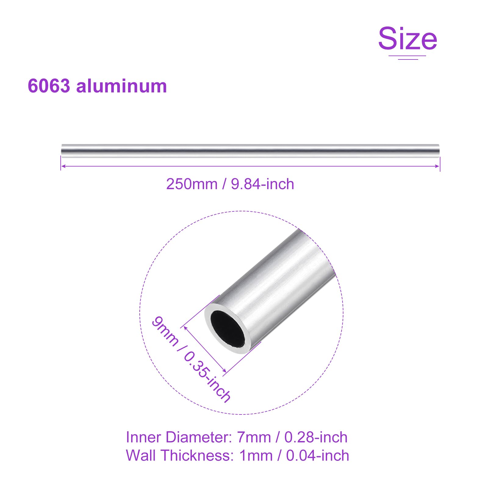 DMiotech (12mm OD x 8mm ID) Tubo Tondo in Alluminio 6063 Lunghezza 300mm Tubazione Metallico per Costruzione di Telaio Macchinari Progetti Fai Da Te