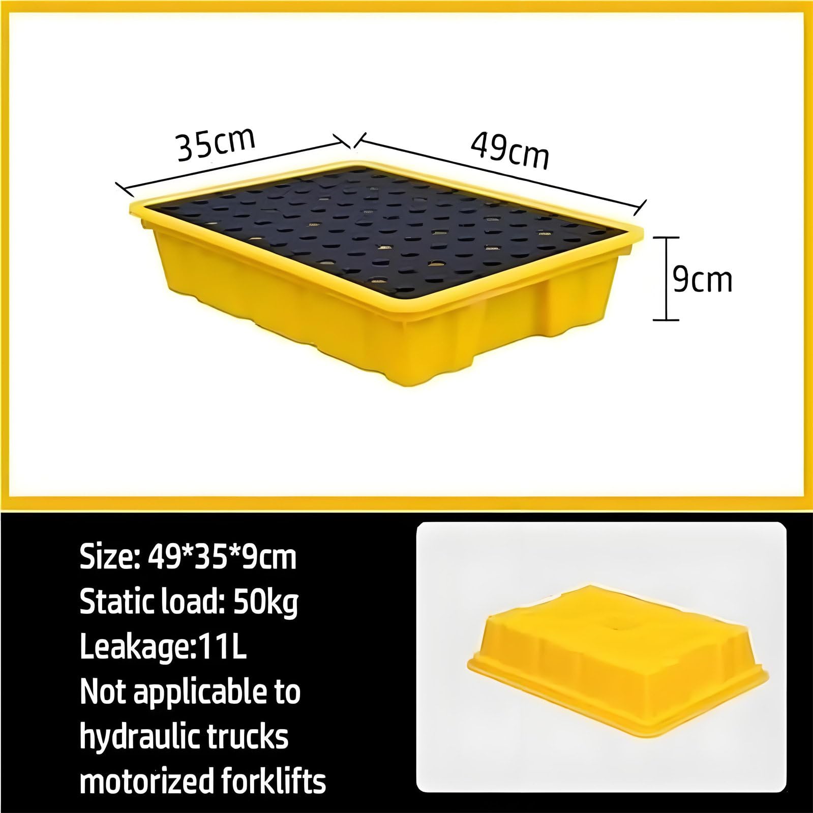 Générique Bac de rétention empilable avec Grille et évacuation - 49 x 35 x 9 cm - Idéal pour Garage, Cuisine, sous-Sol et Solutions de Stockage industrielles