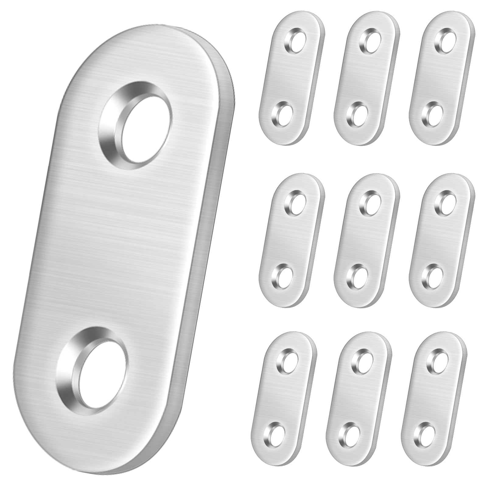 Bolatus 10 connettori piatti in acciaio inox piastra forata (36 x 16 x 2 mm), connettori in metallo, piastra di collegamento piatta, piastra forata, connettore piatto