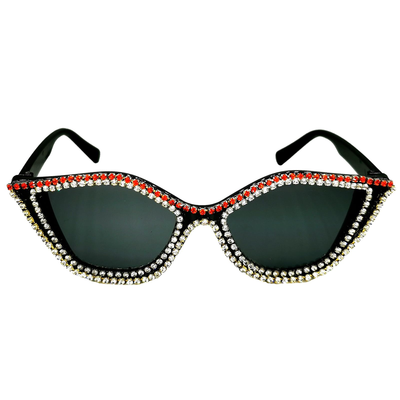 AJXMGBlinged Out Cat Eye Rhinestone Sunglasses - Stylish Crystal Shades for Women