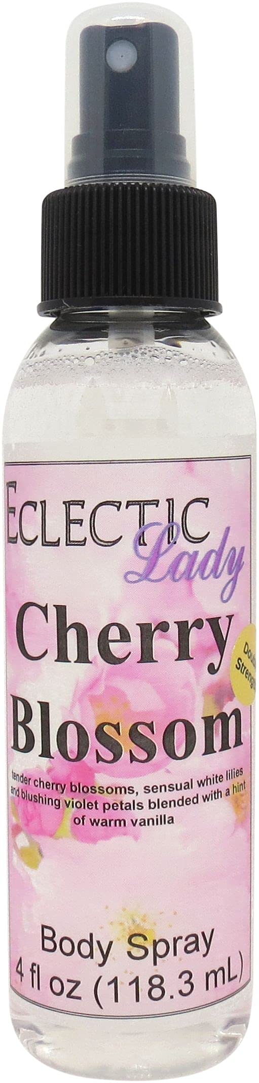 Eclectic Lady Cherry Blossom Body Spray, Double Strength, 4 ounces, Body Mist for Women with Clean, Light & Gentle Fragrance, Cologne with Soft, Subtle Aroma For Daily Use