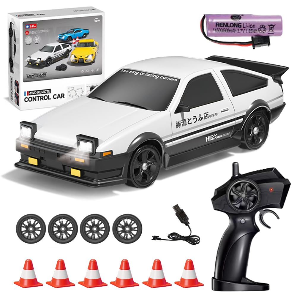 Coche Teledirigido Drift, RC Drift Car 1:24, 4WD Coche, Drift RC Car Teledirigido Adulto 2,4 GHz 15 km/h con Faros de Trabajo, Coches Teledirigidos Regalo para Niños y Adultos de 6, 7 y 8 años