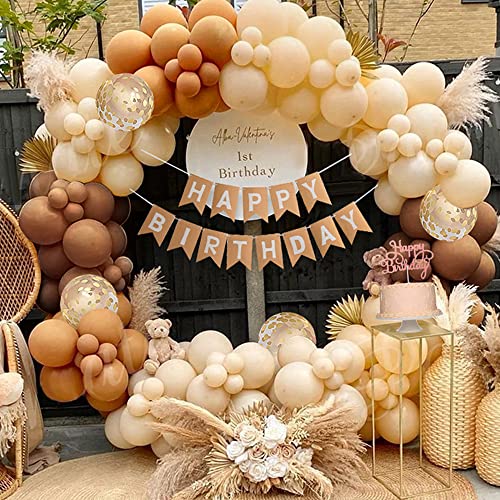 Café Abricot Marron Arche Ballon Anniversaire, Decoration Anniversaire Nude Caramel pour Fête Décorations Jungle Safari Enfant Garçons Filles Anniversaire Baptême Baby Shower Bébé Communion Deco Cover