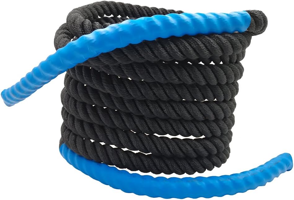 Aoneky 25ft Battle Rope, 7/8" Diameter Nylon Training Rope with Rubber Handles, for Home Gym Fitness Workout, Beginner & Youth Exercise Equipment