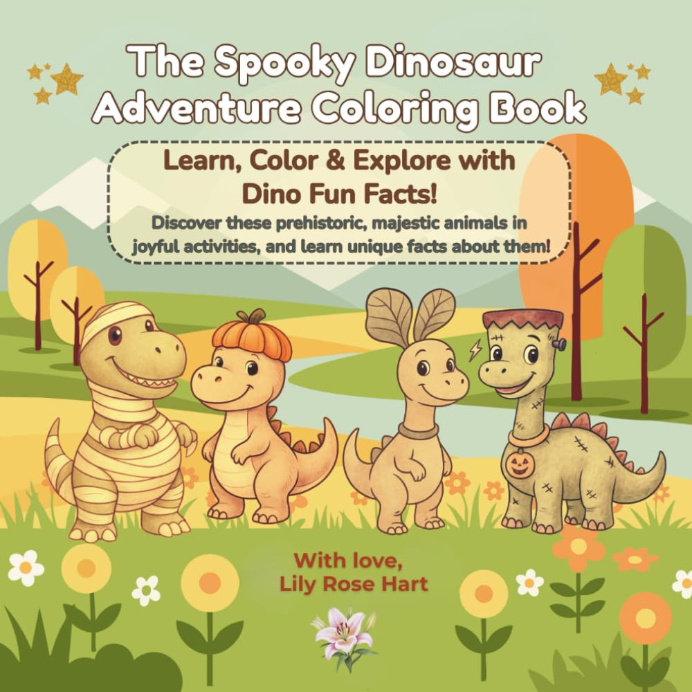 The Spooky Dinosaur Adventure Coloring Book: Learn, Color & Explore with Dino Fun Facts! Discover these prehistoric, majestic animals in joyful activities, and learn unique facts about them!
