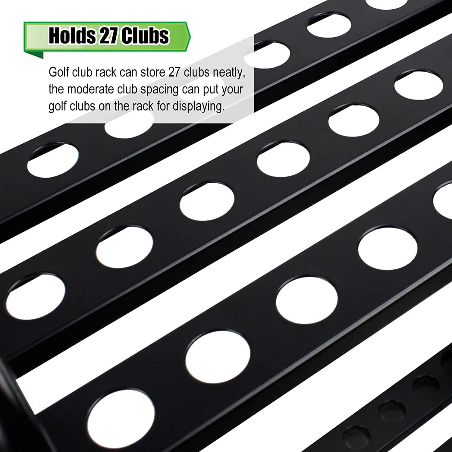 Golf Club Holder Organizer 27 Holes, Black Large Capacity Golf Putter Rack for Home & Gym, Metal Freestanding Cur Display Rack