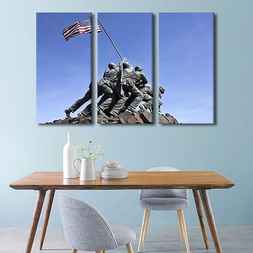 Miniatura 2 de Arte de pared de 3 paneles para sala de estar, imágenes de bandera estadounidense, impresiones sobre lienzo, arte de pared para el hogar, hotel,