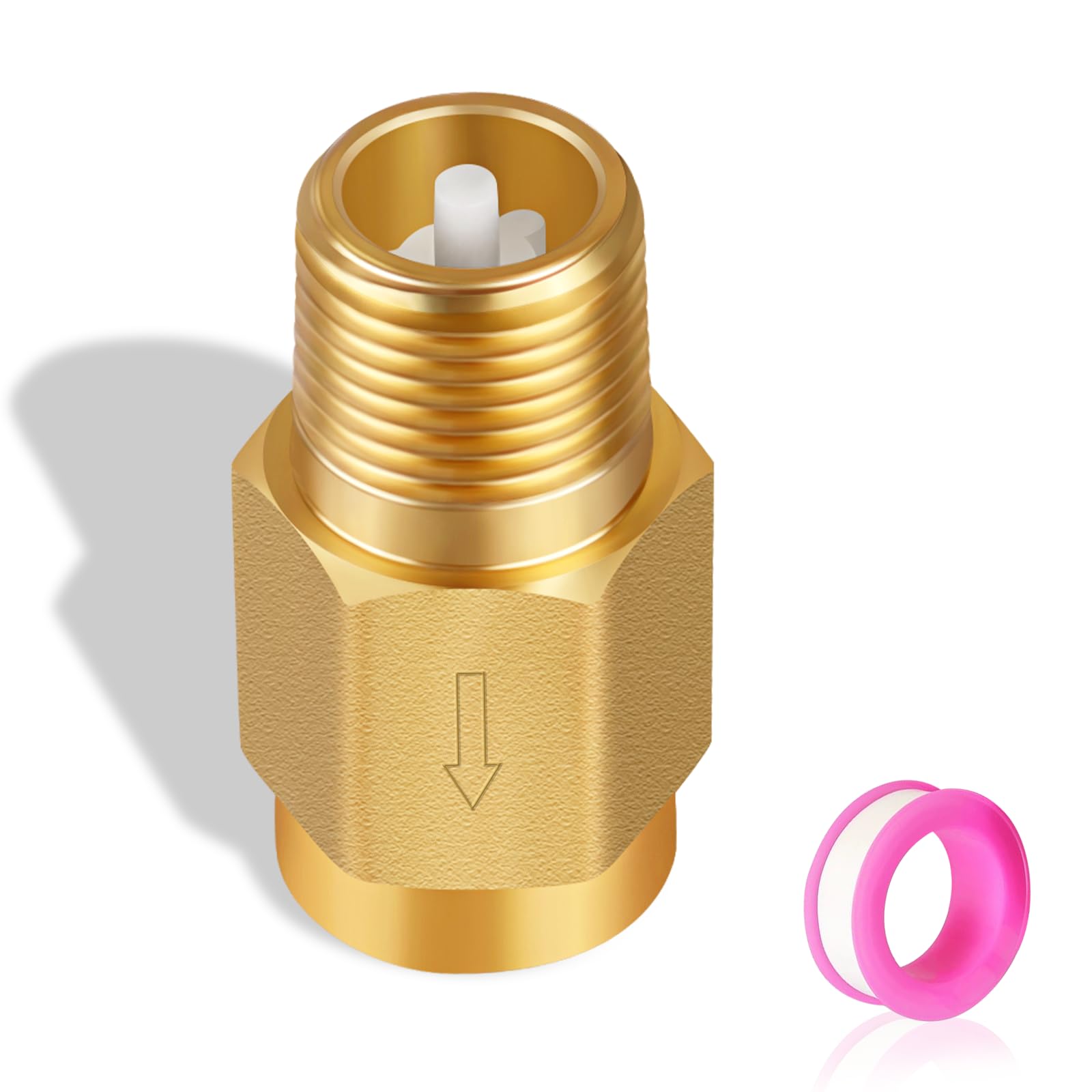 RV Water Heater Backflow Preventer, 1/2" NPT Male to Female Thread Hot Water Heater Check Valve, Lead-Free Brass Plumbing Backflow Check Valve for RV, Camper, Motorhome, Trailer