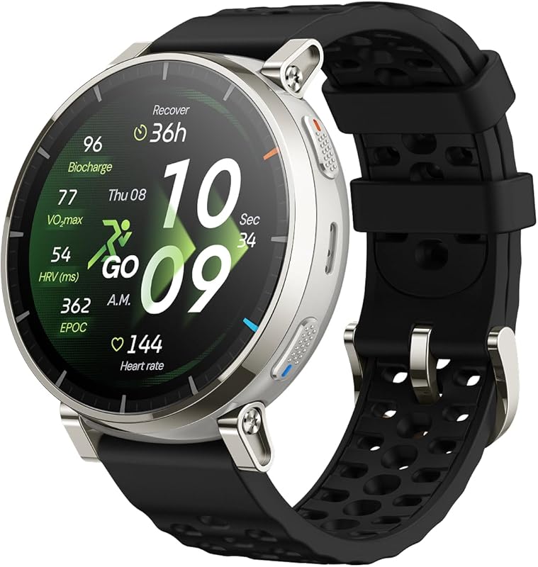 Amazfit Active 3 Premium Montre Connectée GPS pour Running, Écran AMOLED 1,32 en Saphir, Autonomie 