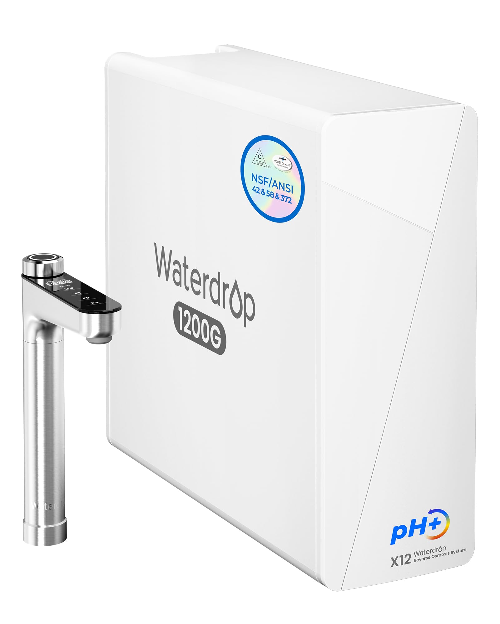 Waterdrop X12 Alkaline Mineral pH+ Reverse Osmosis System, NSF/ANSI 58&372 Certified, 1200 GPD Fast Flow RO Water Filter, 11-Stage Filtration Tankless RO System, 3:1 Pure to Drain, UnderSink