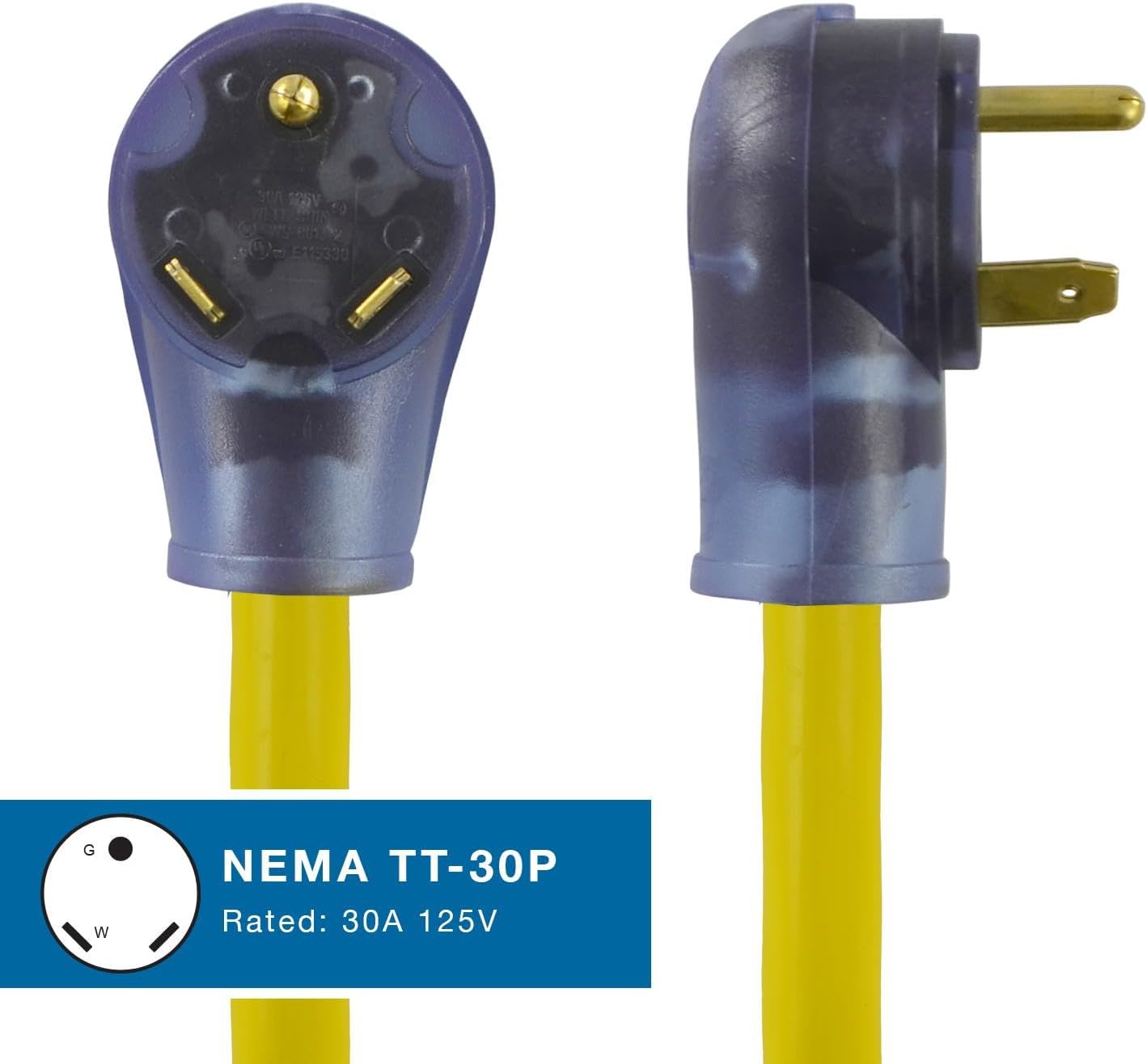 Conntek 30 Amp RV Yellow Power Supply Replacement Cord - 50ft