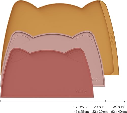 Miniatura 2 de OHMO - Cat Food Mat, Silicone Pet Feeding Mat for Floor Non-Skid Waterproof Dog Water Bowl Tray, Easy to Clean Pet Placemat (Erythrinus, 18 * 9.8'')