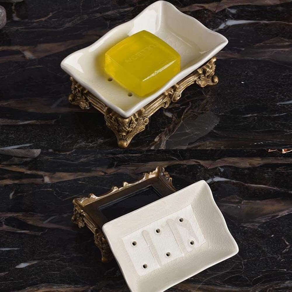 Ceramic Bathroom Accessory Set Includes Toothbrush Holder Glass Soap Dish and Soap Dispenser European Style Ceramic Bathroom (Colour: White(Five-Piece)) (White(four) image 5