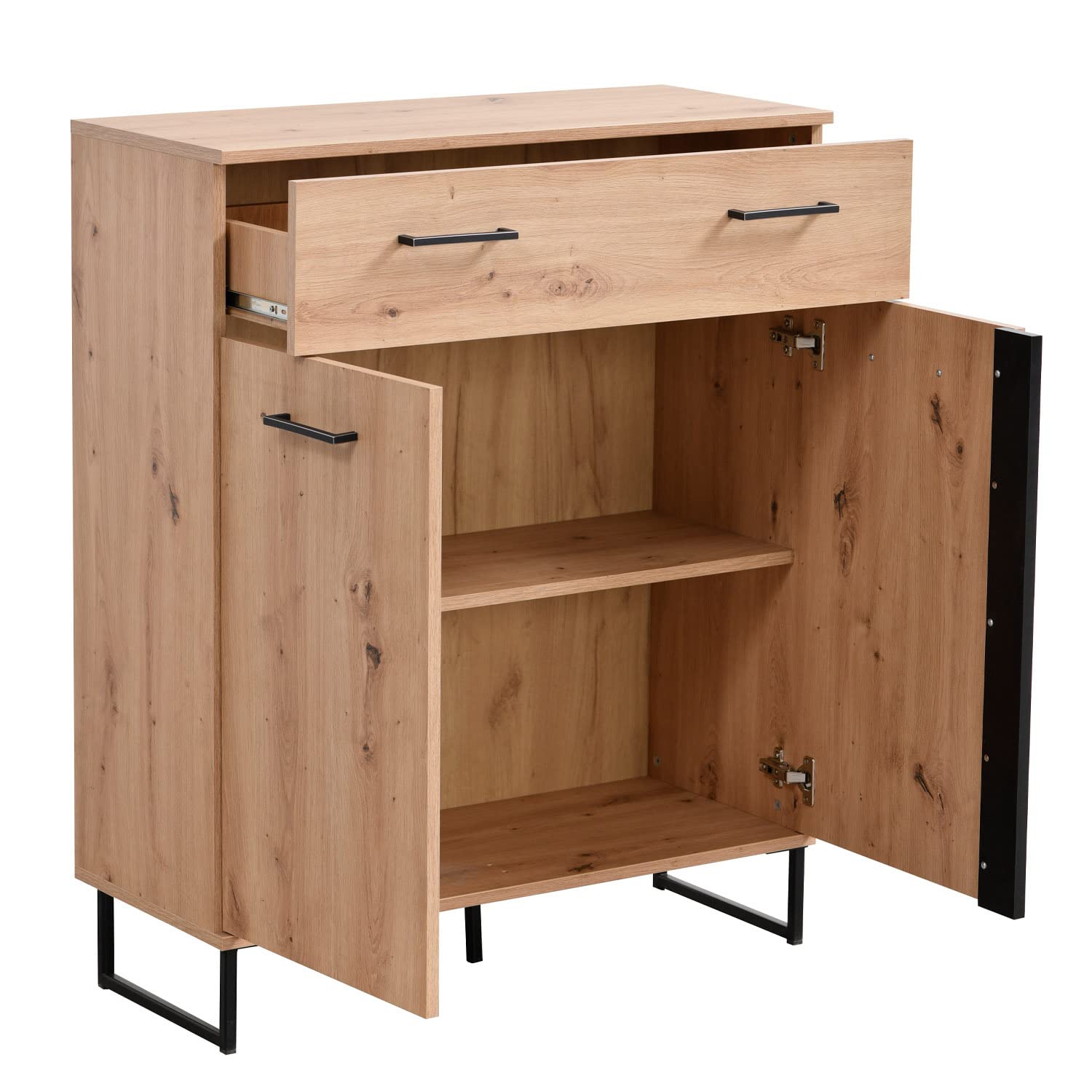 Homestyle4u 5-teilig Garderobenset Eiche Grau Holz Flurgarderobe Set