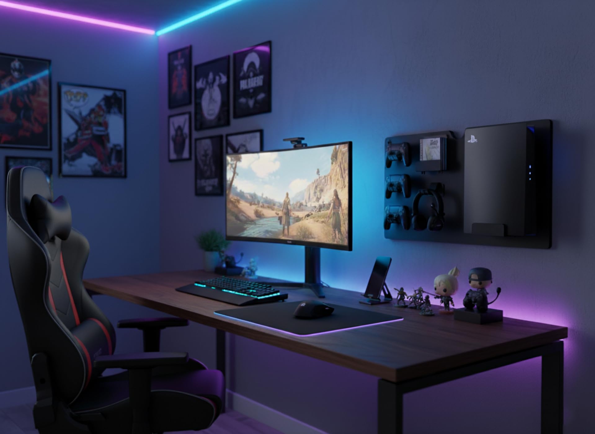 VDD - Wandregal zur Aufbewahrung von Spielkonsolen-Controllern - Headset