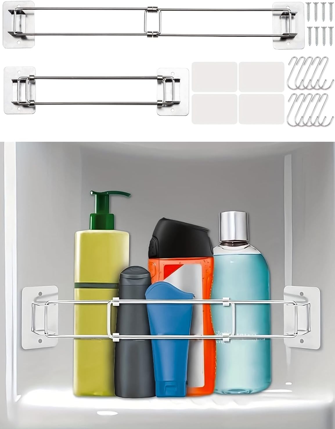 Amazon.com: RV Shower Corner Storage Bar - 2 Pack Adjustable Stainless ...