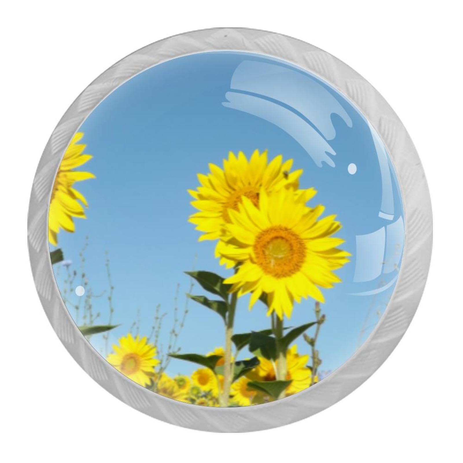 Tqmspg 4 Pieces Drawer Pulls Sunflowers Door Knobs Dresser Handles for Kitchen Wardrobe Cupboard Hardware Furniture