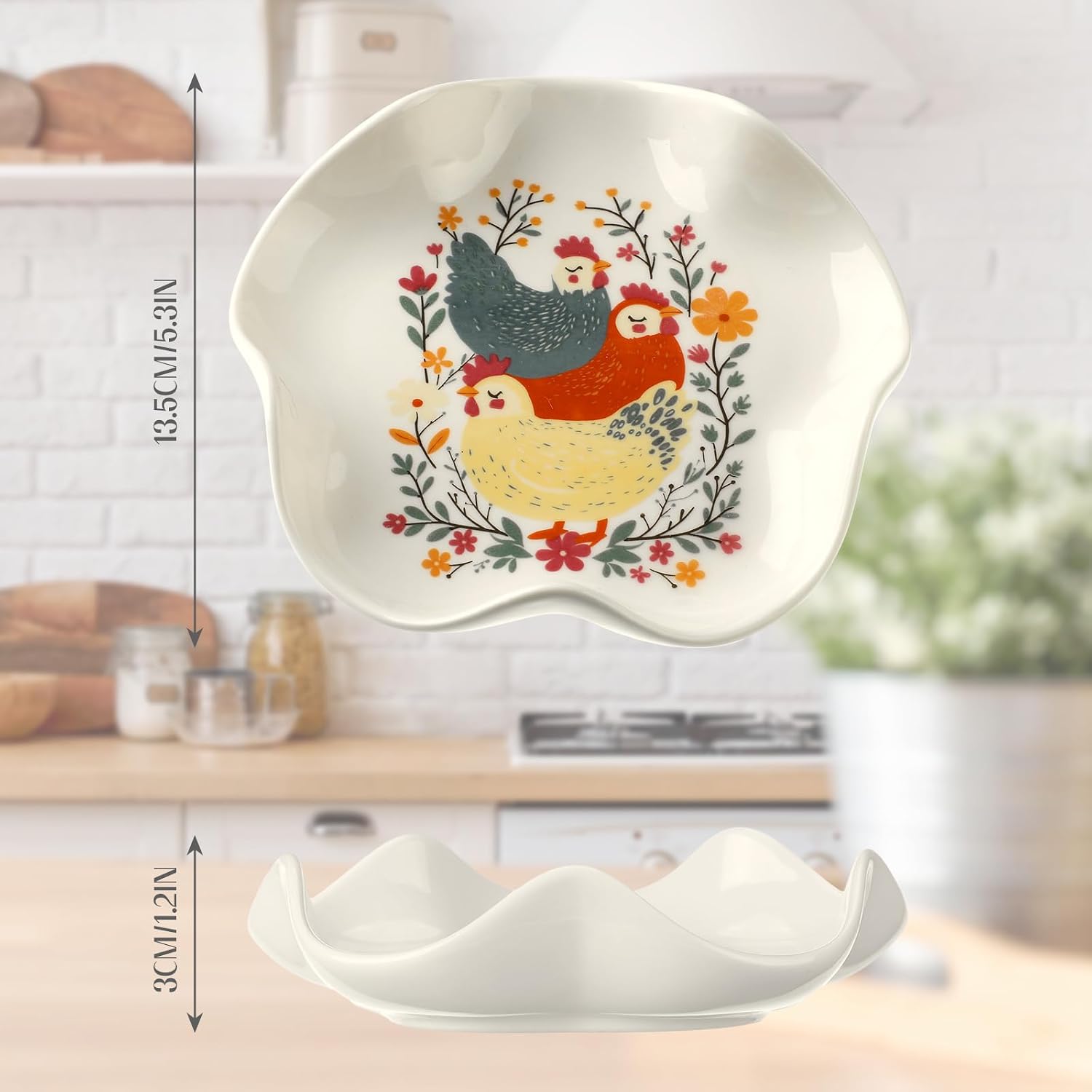 Ceramic Spoon Rest for Stove Countertop 5.3 Inch, Rooster image 2