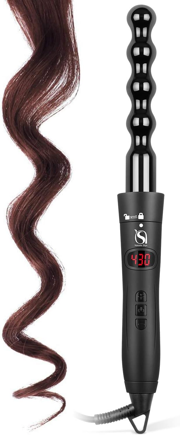 Ball Curling Iron Wand 1 Inch Ceramic Barrel Professional Hair Curler Rollers - Travel Curling Iron for Long & Short Hair with Heat Resistant Glove