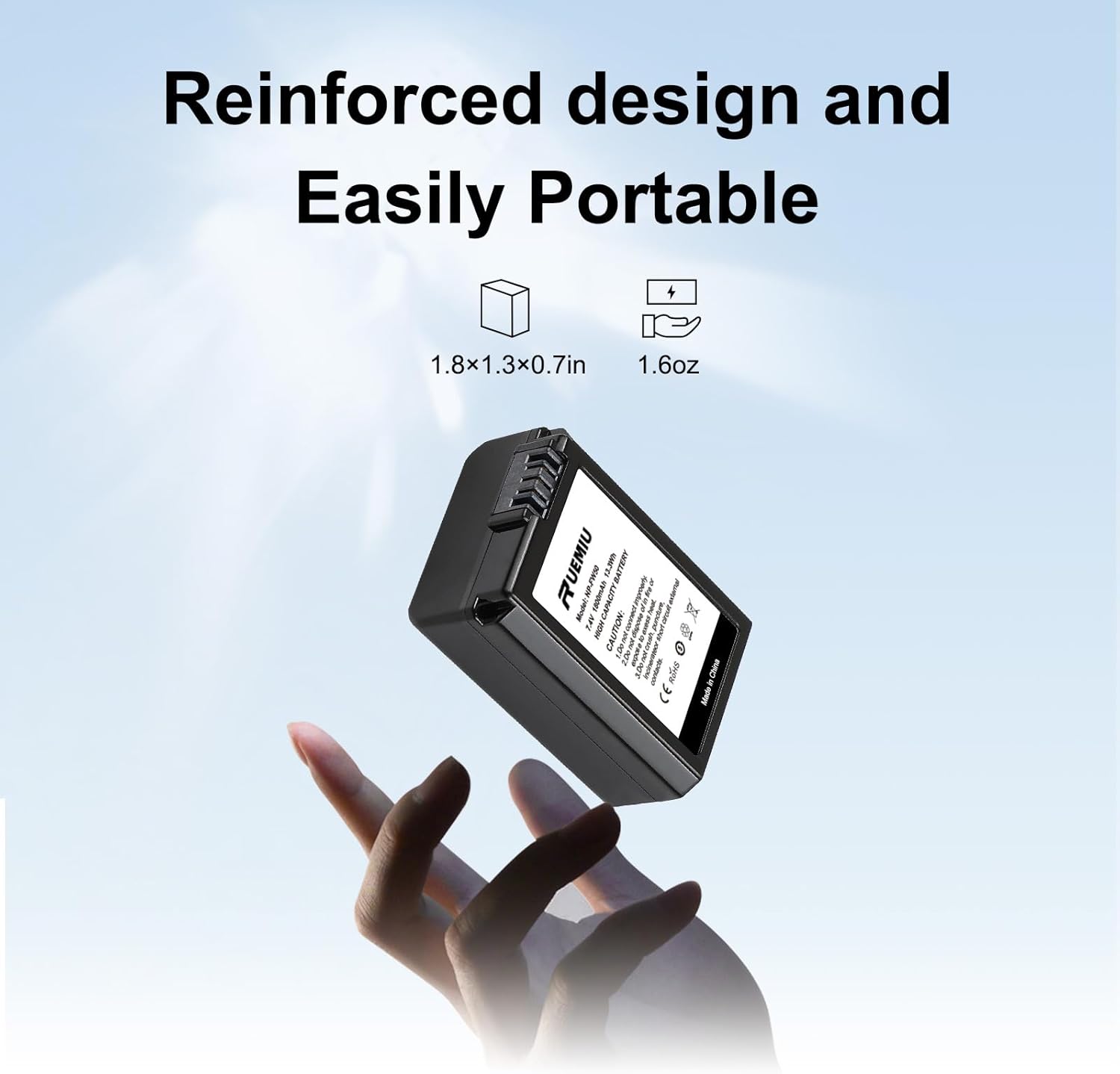 2-Pack Upgraded 1800mAh NP-FW50 Battery Compatible with Sony ZV-E10 Alpha A6000 A6400 A6300 A6500 A5100 A7II A7 NEX 7 6 RX10 IV III II Camera, and More - Image 7