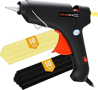 100W Full Size Hot Glue Gun Kit with 20Pcs High Adhesion Glue Sticks (7/16"), Fast Preheating Hot Melt Glue Gun and Sticks Set for Crafts DIY Arts and Car Paintless Dent Repair, Black