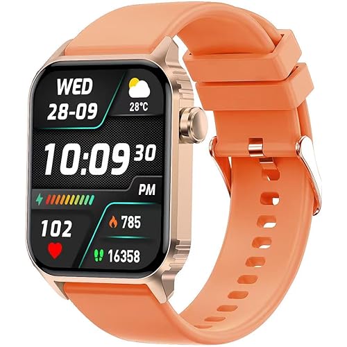 Smart Watches for Men Women, 1.83 inches HD Smartwatch with 120 Sports Modes, Heart Rate/Sleep Monitor, IP67 Waterproof, Bluetooth Call and Music Control (Orange)