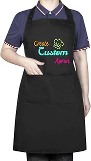Be Buz Personalised Custom Apron Printed Kitchen BBQ grill chef Aprons for Men Women Create apron gift for Him Her Novelty
