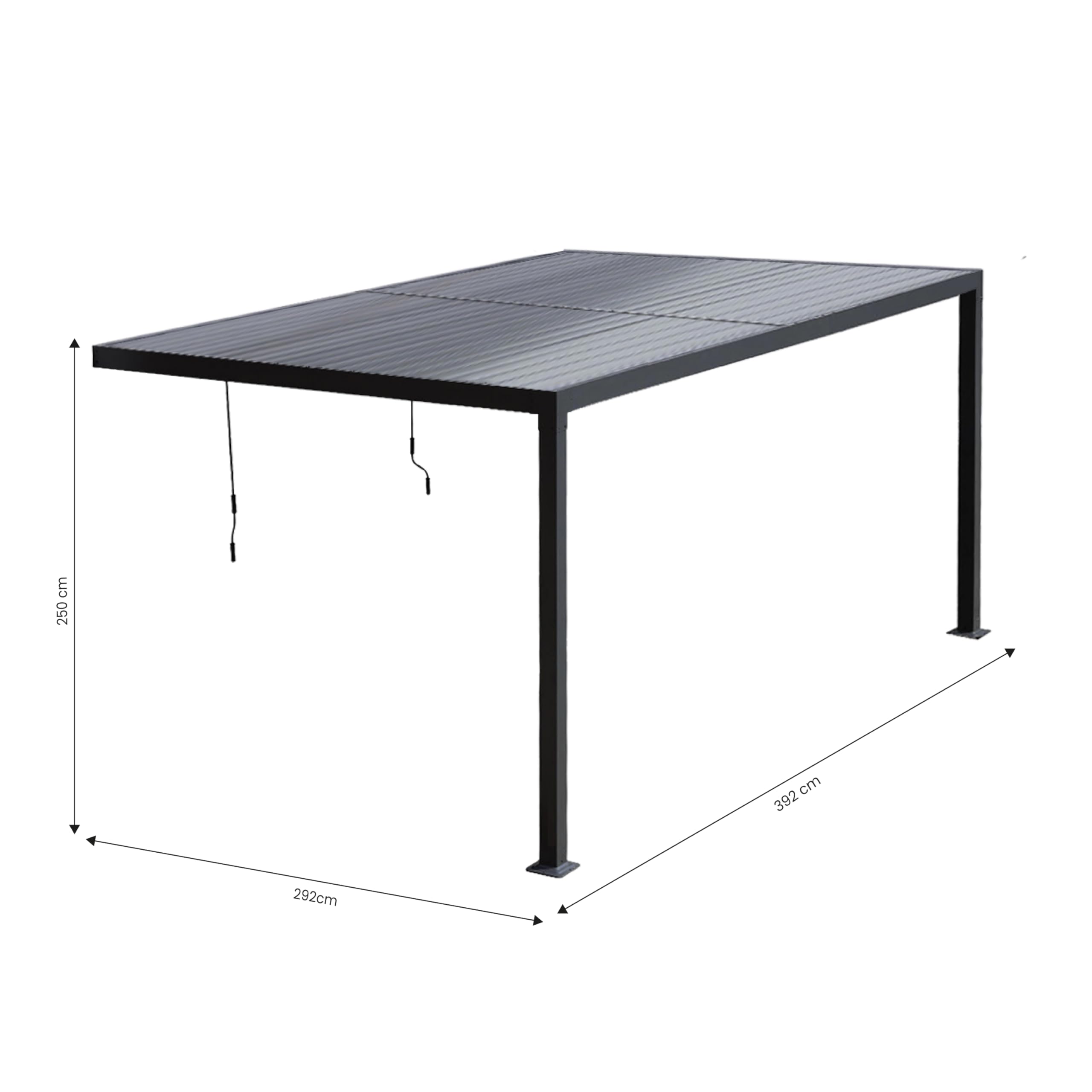 Estosa - Pergola Addossata Bioclimatica In Alluminio In Varie Misure Con Luci LED A 3 Livelli, Pannello Solare E Telecomando Inclusi, Pergola Da Terrazzo Esterno Resistente (Grigio, 3x4)