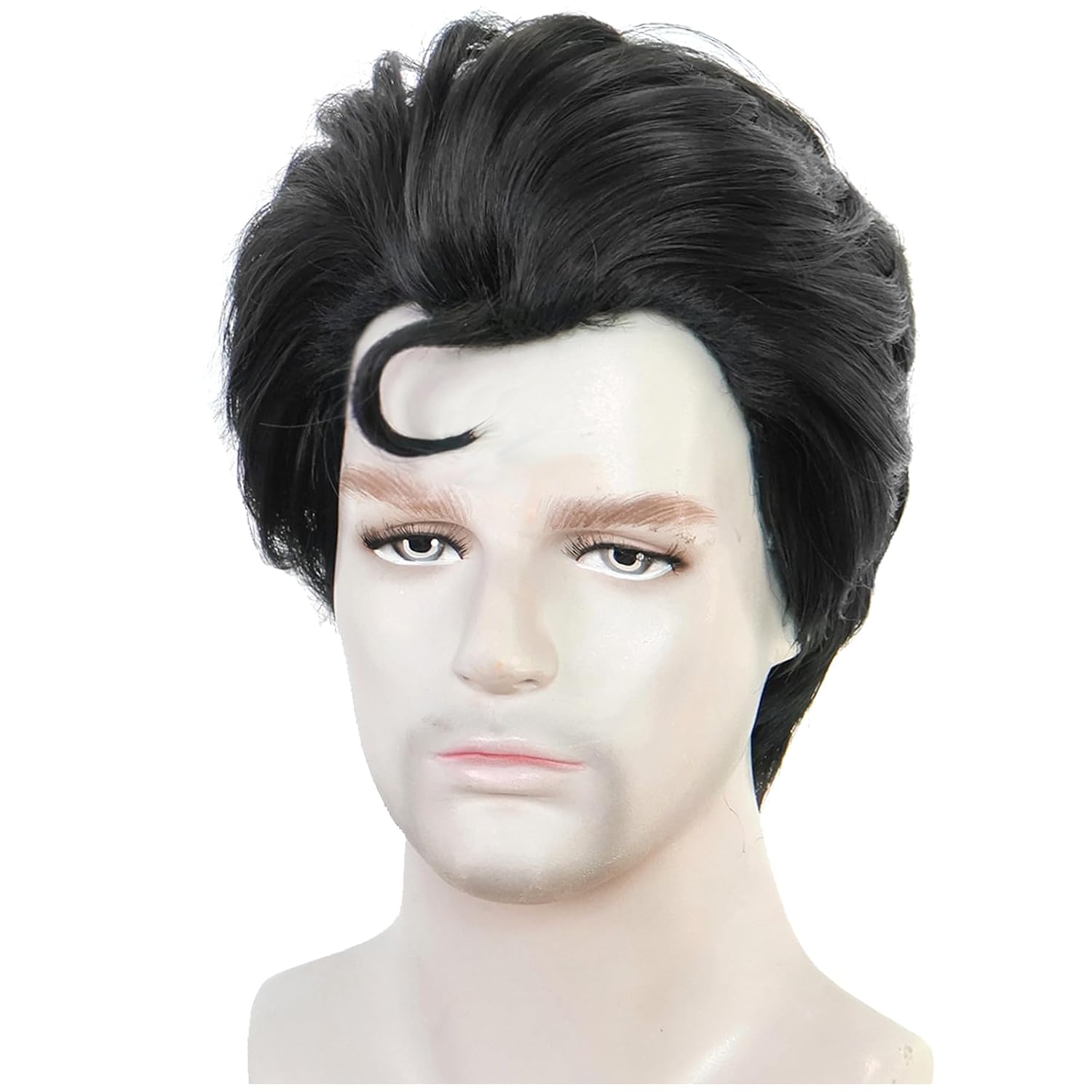 Mens Black Wig Short Male Black Super Hero Clark Wig Heat Resistant Synthetic Hair Replacement for Cosplay Costume Party