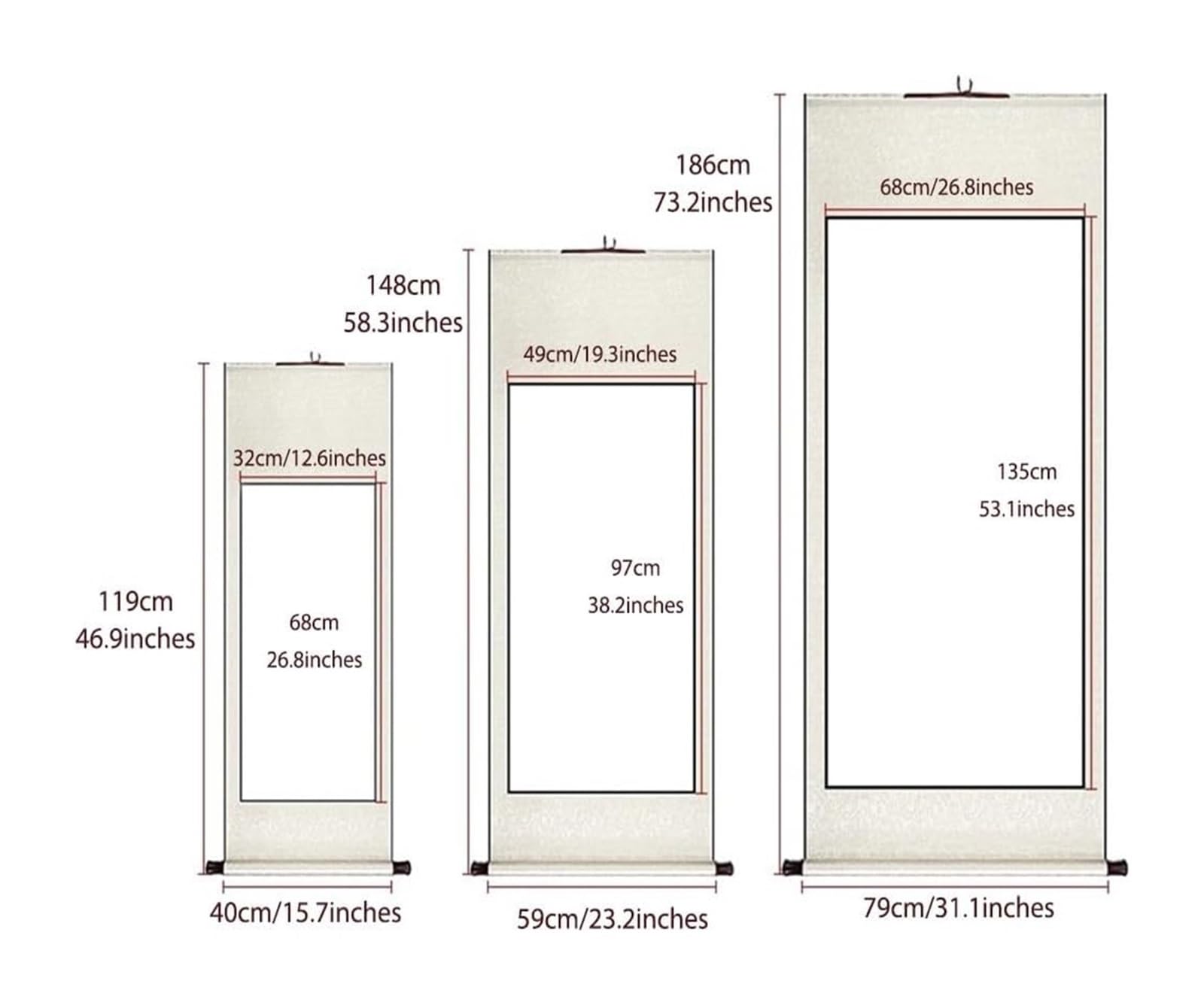 Artystyczne malowanie tuszem, klasyczny chiński krajobraz, dekoracja feng shui do jadalni, kolekcja prezentów na parapetówkę(Creamy white C,40L x 119W cm)