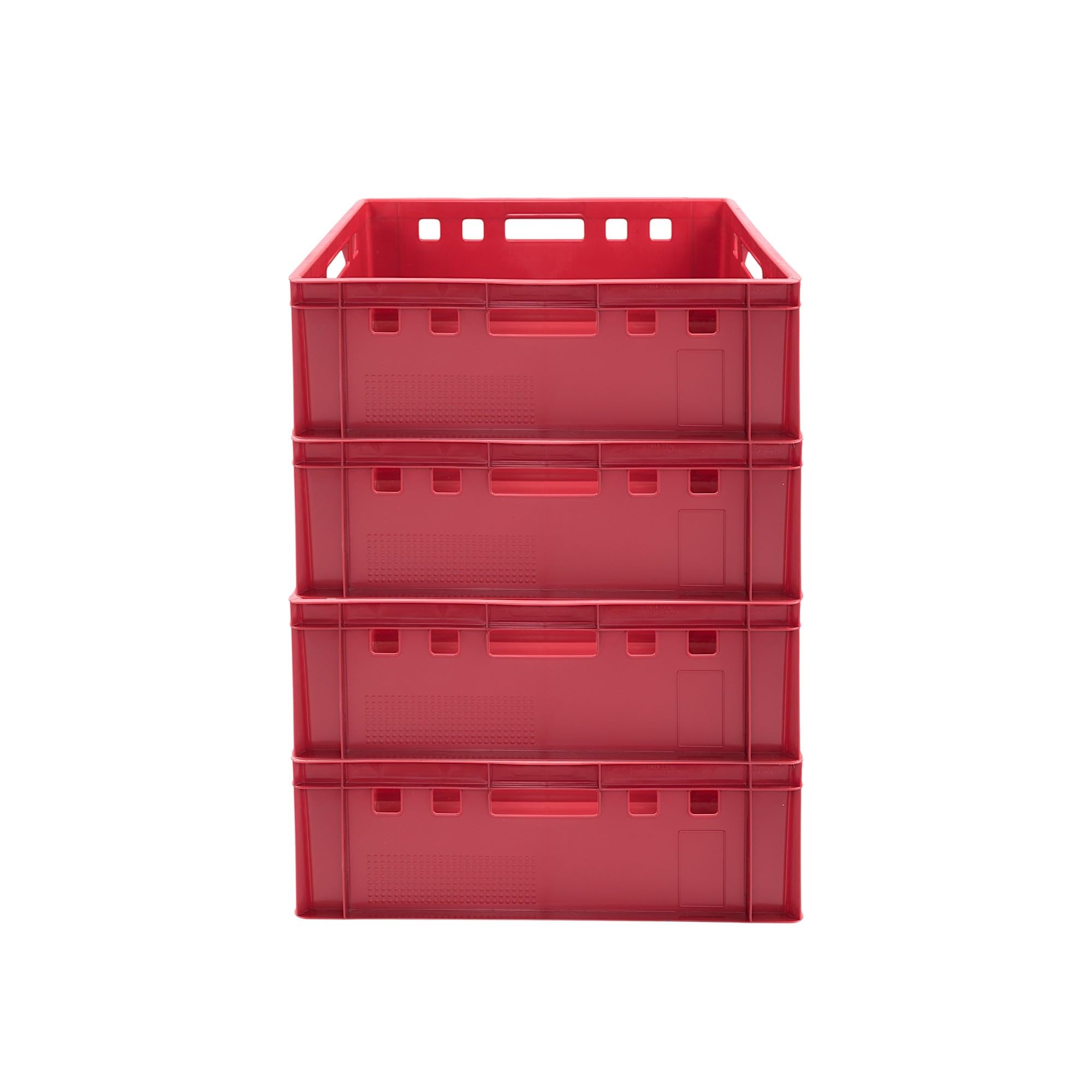 Valle Verde Eurokasten E2 Lot de 4 caisses à viande empilables pour viande, volaille, fruits, légumes – Convient à un usage alimentaire, empilable – 60 x 40 x 20 cm Rouge