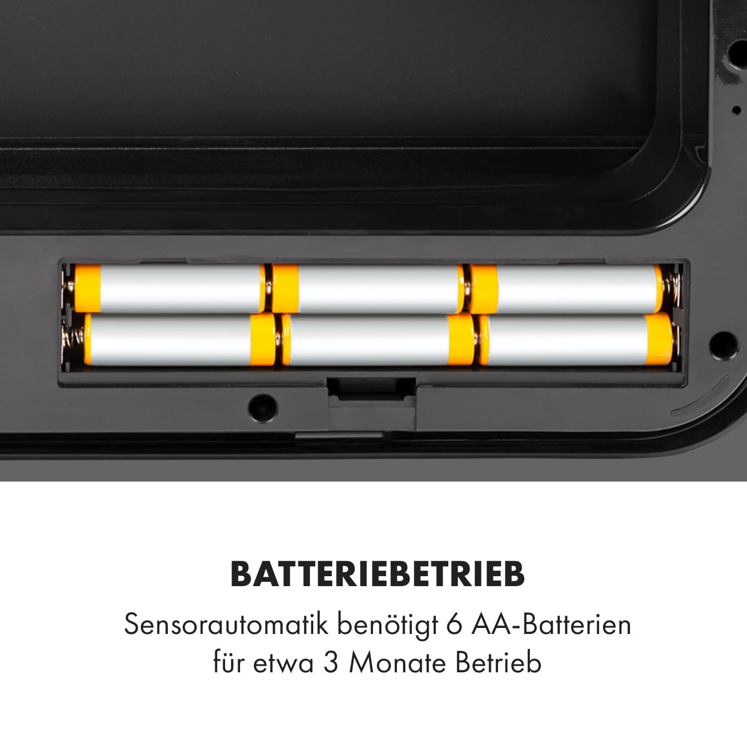Klarstein Royal Trash Sensor-Mülleimer, 72 L Volumen in 4 Behältern, Restmüll & Recycling-Abfälle: 43 & 2 x 12,5 L, Bio-Eimer mit Deckel: 4 L, automatisches Öffnen und Schließen, Glänzend schwarz