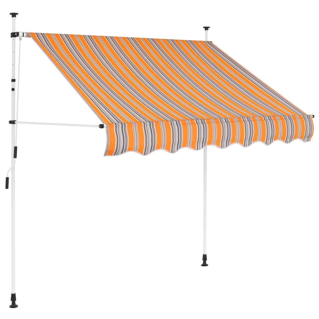 Markiza balkonowa, tarasowa, do ogrodu, zwijana, obsługiwana ręcznie, 100 cm, żółto-niebieska, w paski, na taras, balkon