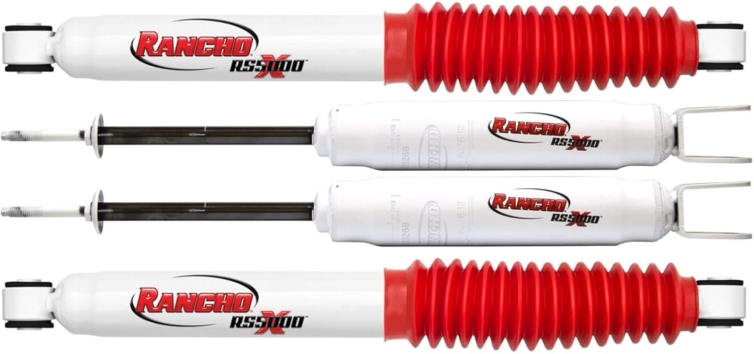 Set of Rancho RS5000X Series Front & Rear Shocks fits 1999 2006 Silverado Sierra 1500 4WD with 4” Lift & Torsion Bar Front Spring | Improves Performance | Includes TrendsAuto Decal