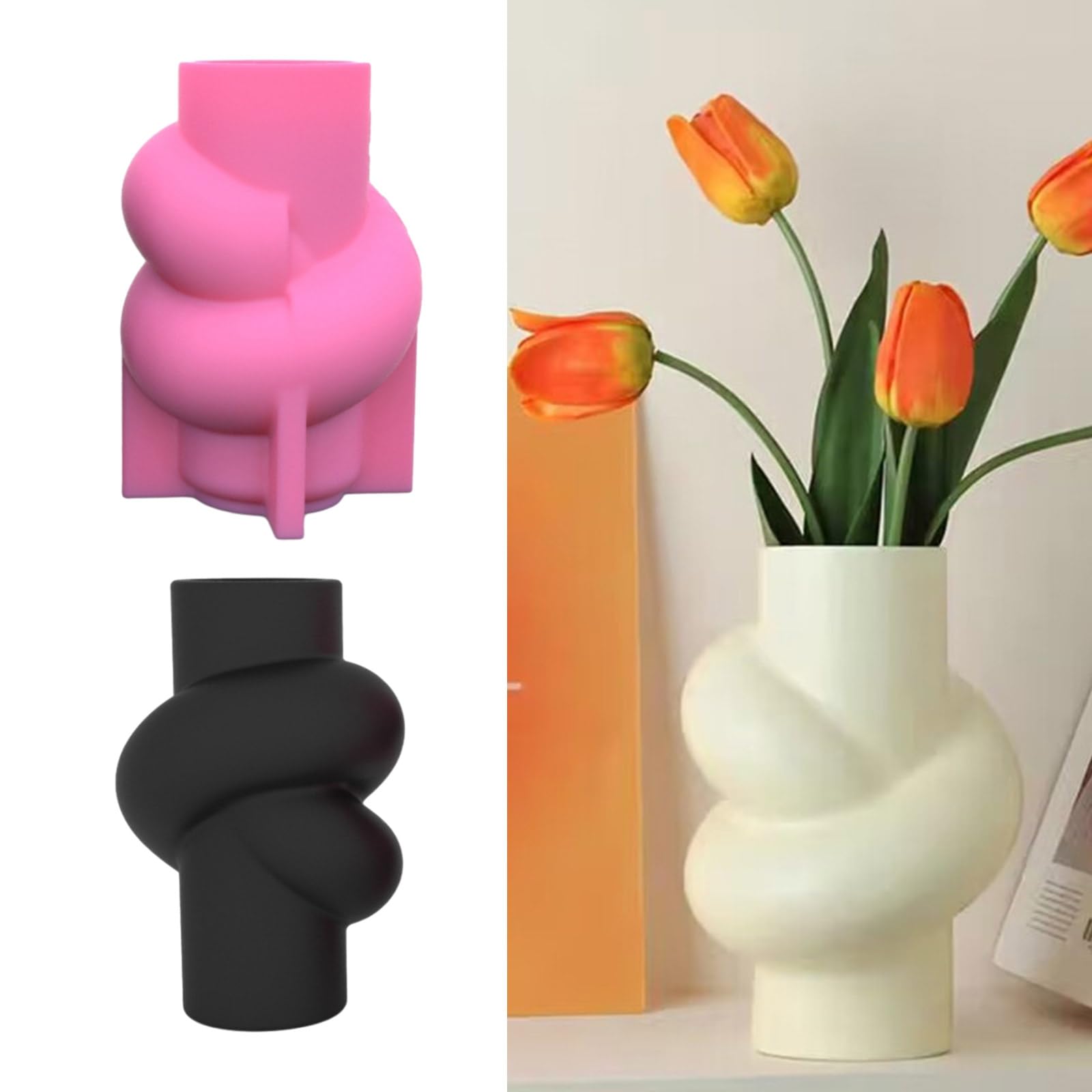 Molde de silicona simple para bolígrafos de maquillaje, molde de resina, diseño de nudo torcido, florero, adorno epoxi, decoración del hogar
