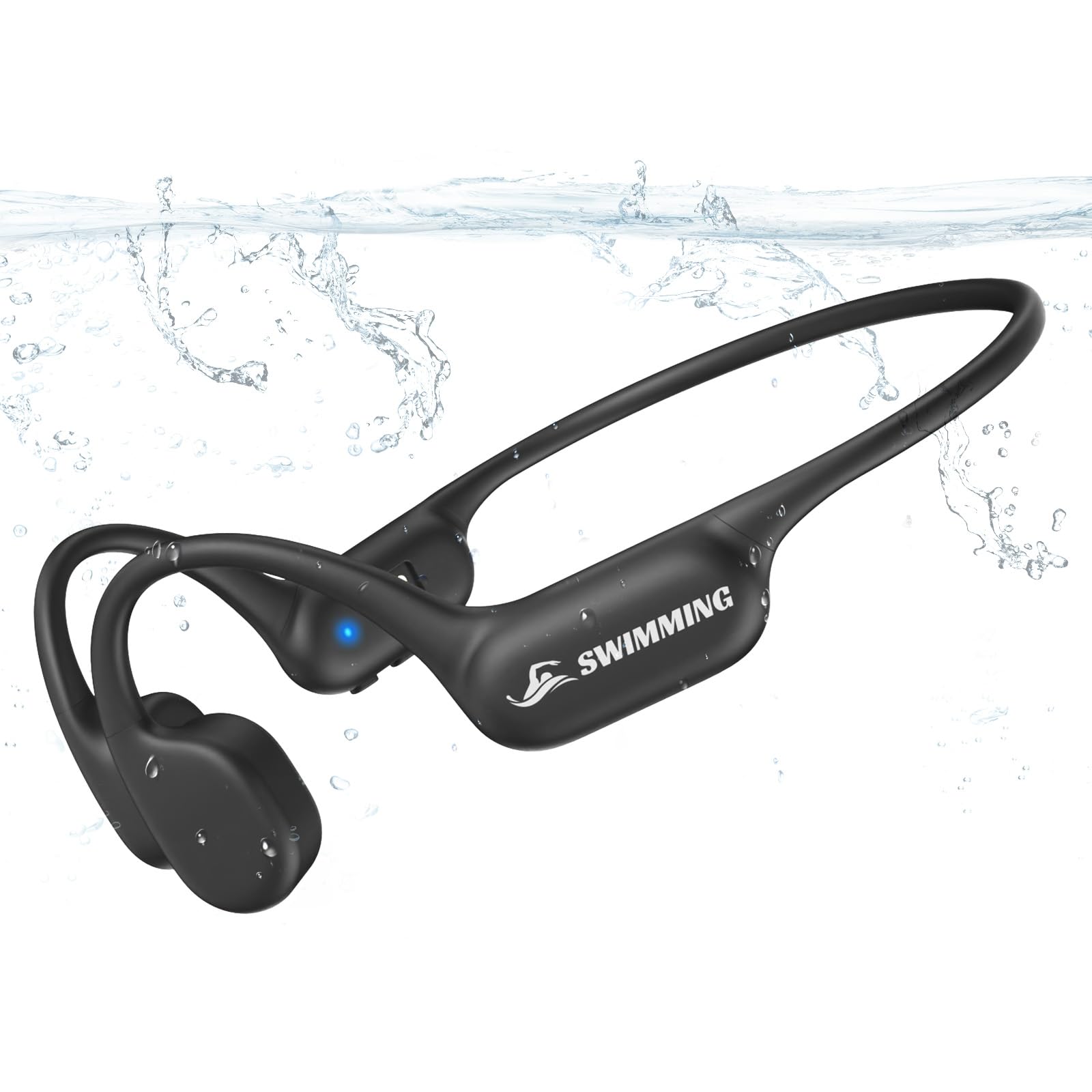 Guudsoud Kopfhörer Schwimmen,IP68 wasserdichte Knochenschall Kopfhörer mit MP3 Player 32GB Speicher, Bluetooth 5.4, Kabellose Open-Ear Sport-kopfhörer Unterwasser Ohrhörer für Laufen,Radfahren,Surfen